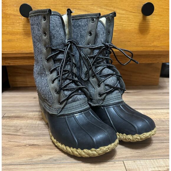L.L. Bean Shoes - Women's L.L. Bean Shearling Gray Herringbone Bean Boots Size 6